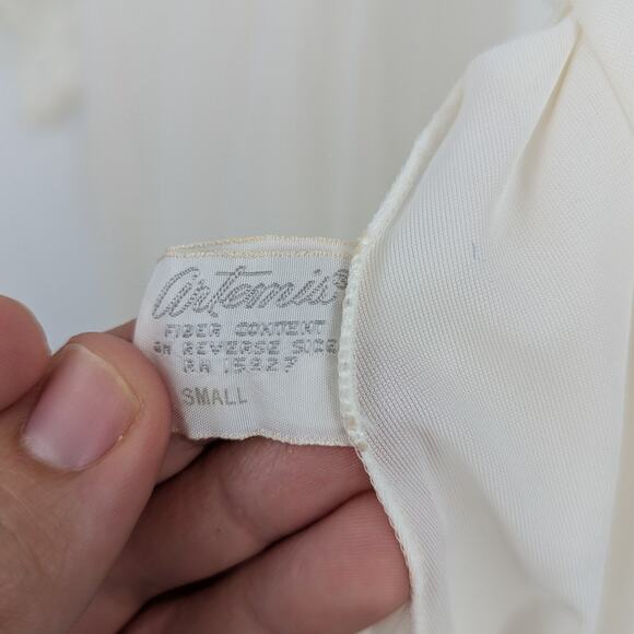 Vintage Artemis Lace Sheer Nylon Nightgown Ivory Short Sleeve Size Small - Picture 4 of 5